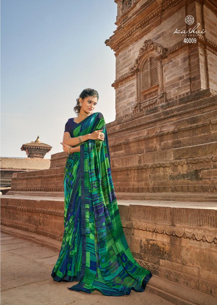 Kashvi Virasat Fancy Wear Georgette Printed Stylish Saree Collection